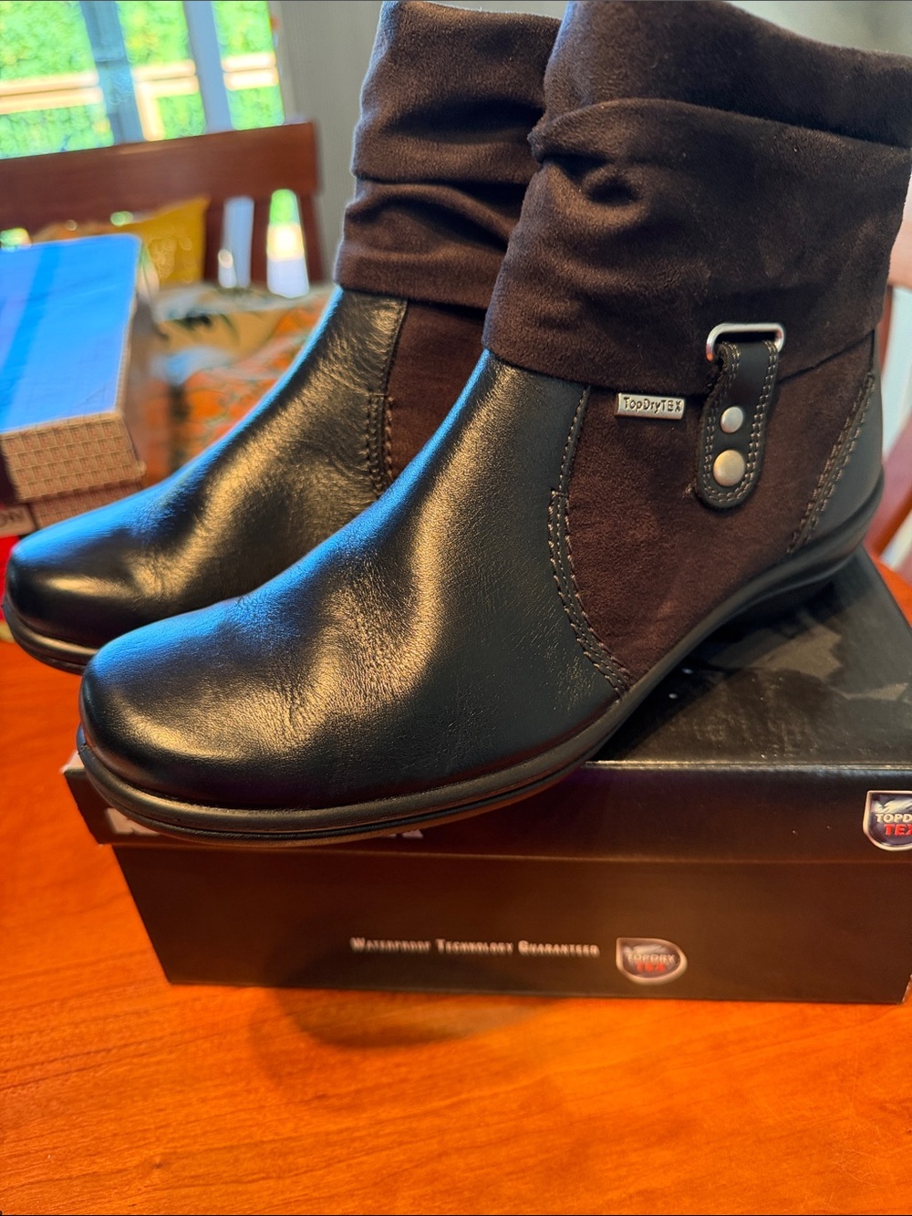 Romika Black and Brown Ankle Boots with Suede Shaft